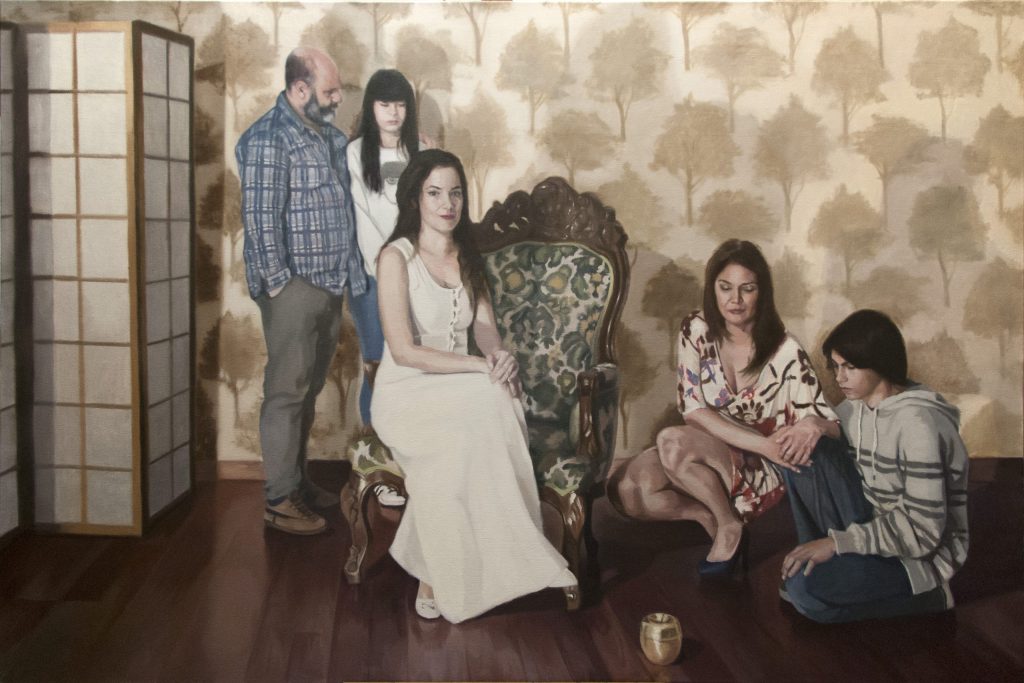 Obra pictórica que muestra a un grupo de personas que parecen una familia. 